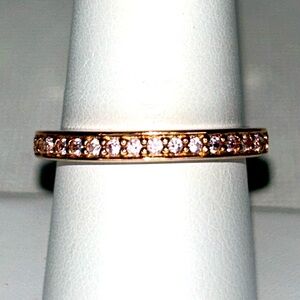 NWOT Tycoon 14K Over Silver Squared Band Pave Pink Gemstone Designer Ring